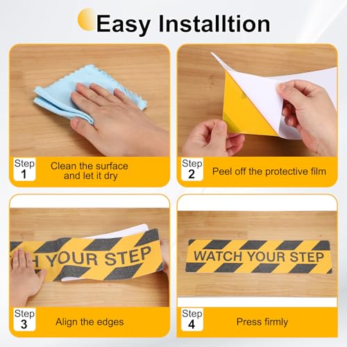 HARFINGTON 5Pcs Watch Your Step Floor Decals Stickers 6"x24" Warning Tape