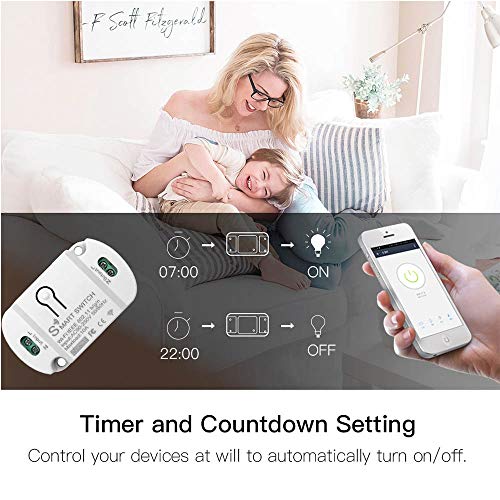 10A KR2201WB Wi-Fi Wireless Smart Basic Switch for Smart Home Smart Life APP Compatible with Alexa & Google Home Assistant No Hub Required Support DIY Module (5-Pcs) - style: 10A 5 Pcs.