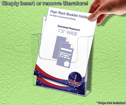 Marketing Holders Hanging Brochure Holder with Hardware for 7.5" Wide Printed Materials and Graphics Wall Mount Bin for Flyers and Oversized Postcards Clear Acrylic Rack for Offices and Libraries - size: 7.5"W Wall Mount