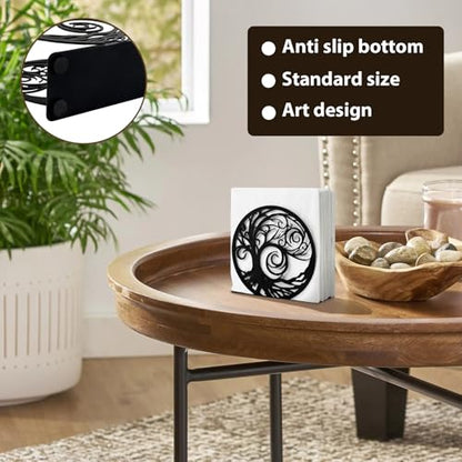 Napkin Holder for Table Metal Standing Napkin Holders for 5-inch Paper Napkins, Mail Bills Elegant Napkin Dispenser for Dining Room, Kitchen - size: Cocktail Napkin 5x5" - Black Whirl Tree