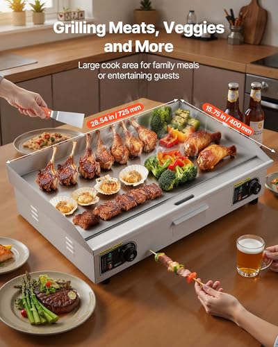 VEVOR Commercial Electric Griddle, 30" No Plug, Countertop Flat Top Griddle - size: 30"