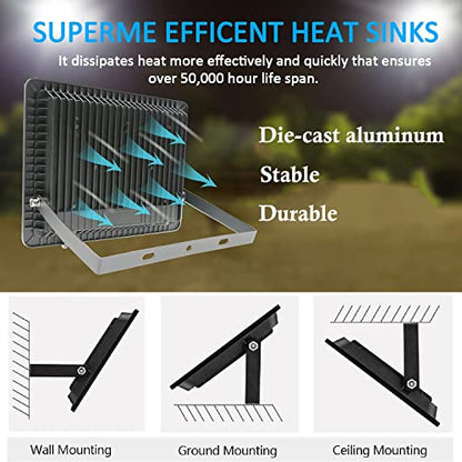 150W LED Flood Light 4 Pack, 5000K, IP66 Outdoor Waterproof - size: 150w_4pack