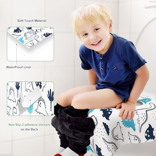 30 Pack Toilet Seat Covers Disposable, Large Waterproof Potty Covers for Toddlers, Kids, and Adults, Individually Wrapped for Travel, Toddler Potty Training for Public Restroom, Airplane, Trip - color: Dinosaur
