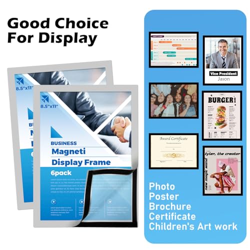 6-Pack Magnetic Sign Holder, 8.5×11 Sliver Magnetic Paper Holder - color: Silver, size: 8.5x11 - 6 Pack