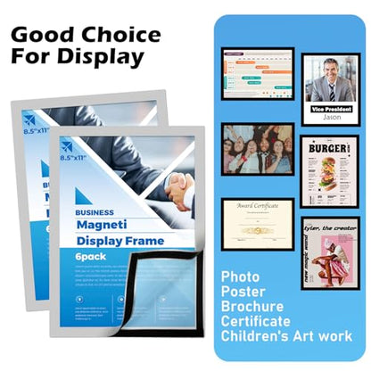 12-Pack Magnetic Sign Holder, 8.5×11 Sliver Magnetic Paper Holder - color: Silver, size: 8.5x11 - 12 Pack