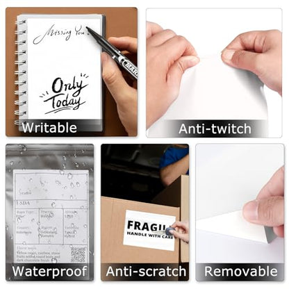 White Thermal Labels 4 × 6 Inch Waterproof Vinyl Stickers 250 PCS - color: White