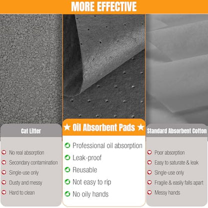 100 PC Oil Absorbent Pads, 13"x10"x0.08“