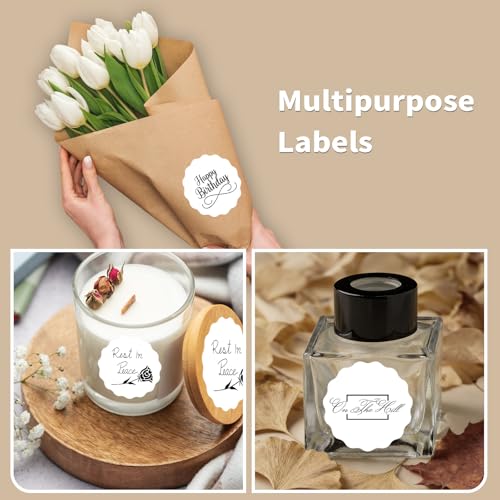 2 Inch Round Thermal Labels, White Flower Thermal Sticker Labels for Small Business, Logo Design, Baking,500 Sheets/1 Roll - color: White, size: 2 inch