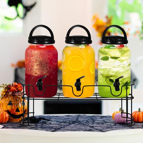 Tanlade 3 Pcs Drink Dispensers with Stand for Parties, 1 Gallon Set, Black - color: Black