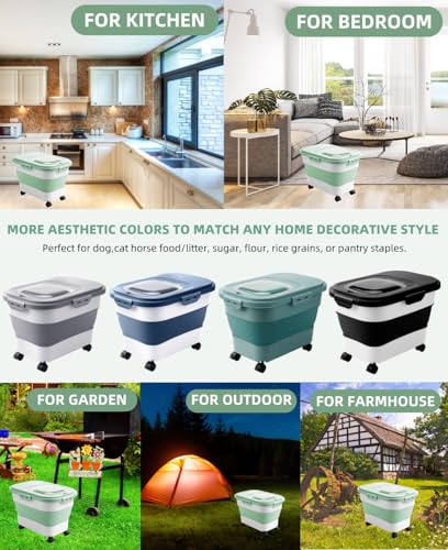 20-30 Lbs Rice Storage Container,Collapsible Food Storage Container - color: Light Green/20-30LBS