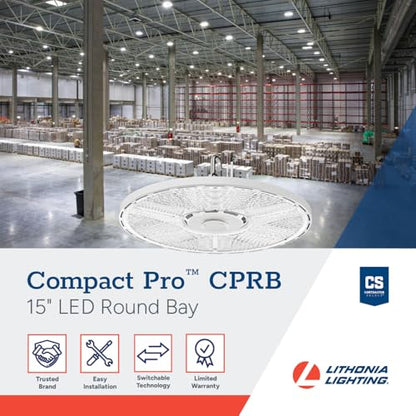 Lithonia Lighting White Round LED High Bay Light Adj Lumens, 4000K/5000K - size: 15-Inch | Switchable White Light, style: Adjustable Lumens | White