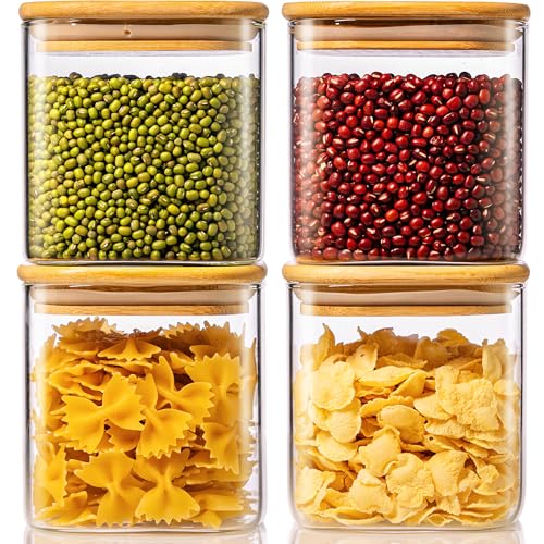 27oz Square Glass Food Storage Containers with Airtight Bamboo Lids, 4 Pack - color: 27oz 4 Pack