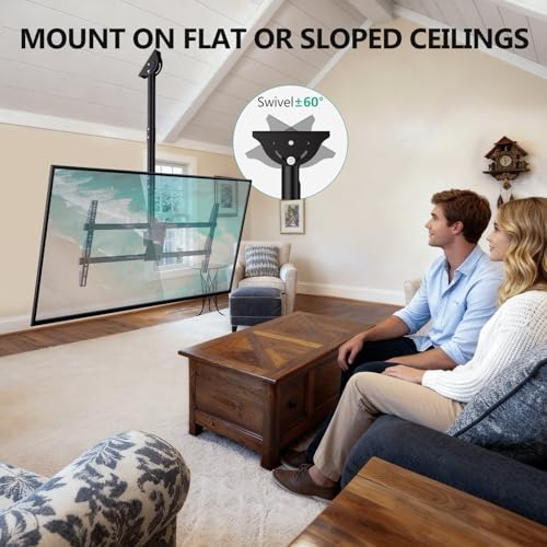 WALI Heavy Duty Ceiling TV Mount for 37-90 inch Large TVs, up to 220 lbs - color: Black (800x400mm), size: 2.5 feet