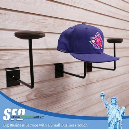 Slatwall Single Hat Display, Millinery Headwear Display Rack with Foam Pad - Black - 10 Pack - color: Black, size: 10 Pack