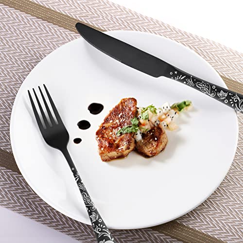 40 Piece Skull Pattern Matte Silverware Set for 8, Black Flatware set Service for 8,Gothic Unique Skull Pattern Design,18/0 Stainless,Satin Finish Cutlery for 8,Dishwasher Safe - color: Matte Black-Skull /40pieces