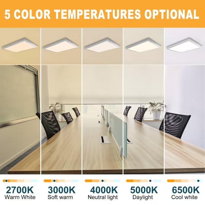 GT-Lite 1'x4' 4500 Lumen 6 Pack LED Flat Panel, Black Trim, Flush Mount, 5 CCT, 3 Brightness, Dim, CRI 90 - color: Nickel 6 Pack