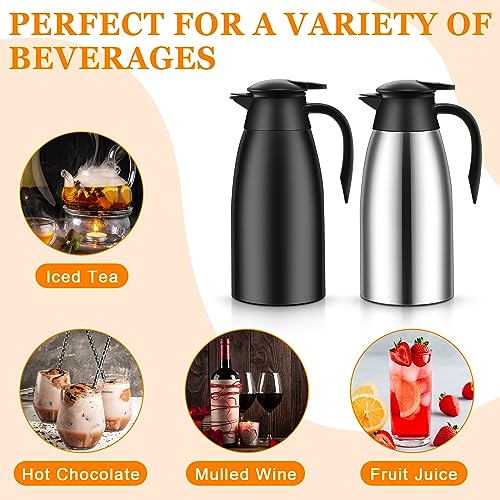 Norme 2 Pcs Thermal Coffee Carafe Creamer, Black, Silver, 68 oz - color: Black, Silver, size: 68 oz