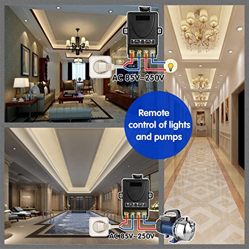 DieseRC 433Mhz Wireless Remote Control Switch AC 110V 120V 240V 220V 30A Relay Receiver with 2 Transmitters for Light Water Pump Household Appliances Farm Irrigation and Electrical Equipment - color: with 2 Transmitters