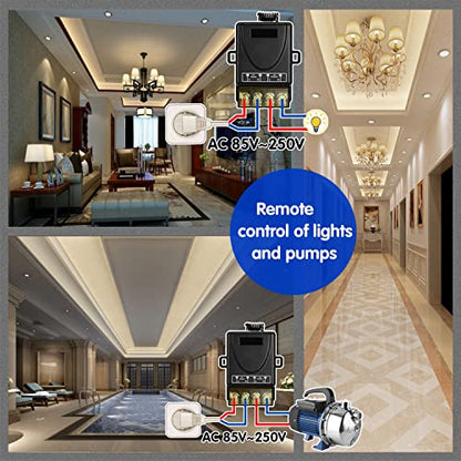 DieseRC 433Mhz Wireless Remote Control Radio Control Switch AC 110V 220V 240V 30A Relay Receiver with 3 Transmitters for Light Water Pump Household Appliances Farm Irrigation and Electrical Equipment - color: with 3 Transmitters