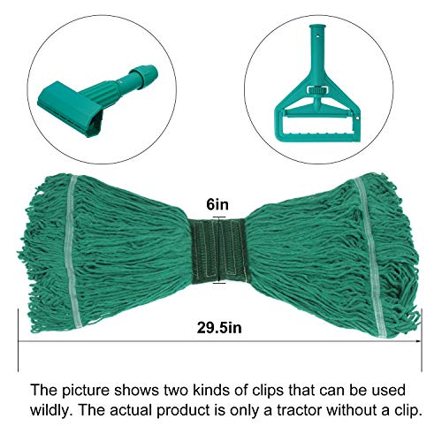 Mop Head Replacement,Commercial Mop Heads,Cotton Washable Industrial Mop Head,6 Inch Heavy Duty Mop Heads,Wet Industrial Cleaning Mop Head for Home,Industrial and Commercial Use Clean（Green） - color: Green, size: 1 Pack