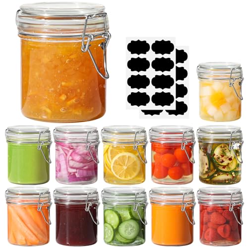 ComSaf Small 8 oz Glass Jars with Airtight Lids 12 Pack Jam Pantry - size: 8oz*12