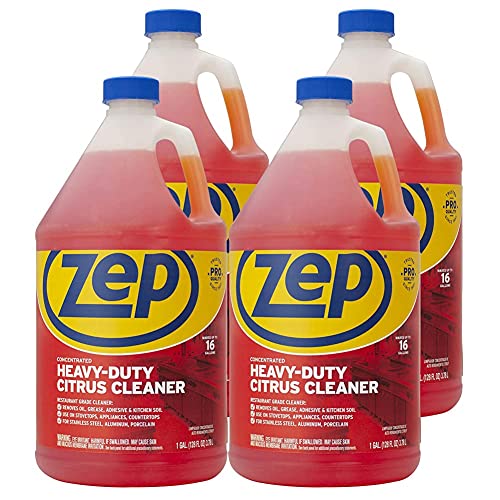 Zep Heavy-Duty Citrus Degreaser Cleaner Concentrate - 1 Gallon (Case of 4) ZUCIT128 - Restaurant Grade Degreaser and Cleaner Removes Oil, Grease, Adhesive, and Kitchen Soil on Stovetops, Appliances - size: 128 Fl Oz (Pack of 4)
