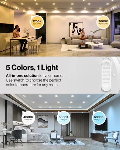 Sunco 48 Pack 6 Inch Recessed Light with Night Light, LED Can Lights Retrofit Lighting, 1000 LM, 12W, Selectable CCT 2700K/3000K/4000K/5000K/6000K, Dimmable, Damp Rated ETL - size: 48 Pack
