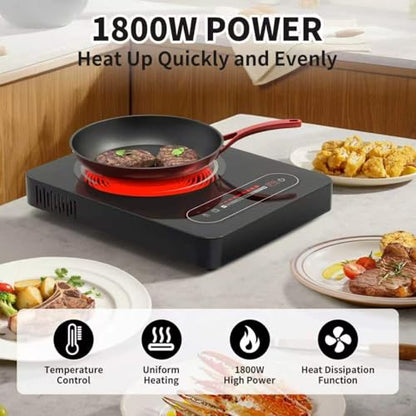 VBGK Single Burner Electric Cooktop,110V 1800W Electric Stove Top with LED Touch Control,10 Power Levels, 4 hTimer, Safety Lock,single burner cooktop Overheat protection - size: electric cooktop 30 inch