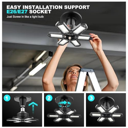 Maliralt LED Garage Lights Bulb 2 Pack 180W Led Screw in Garage Lights 18000LM 6500K Bright LED Garage Ceiling Lights Deformable Garage Shop Light for Attic Basement Workshop Commercial Bay Lighting - size: 2pack
