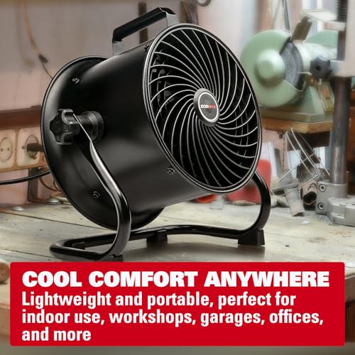 ECOMAX Drum Fan, 10 Inch High Velocity Industrial Shop Fan, Ultra-Quiet - size: 10Inch