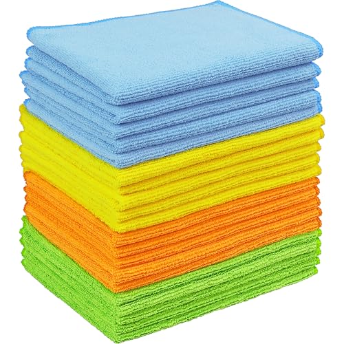 Simple Houseware 12" x 16" Microfiber Cleaning Cloth 20 Pack, 4 Colors - size: 20-Pack