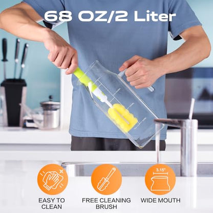 Aofmee 68oz Glass Pitcher with Lid and Handle for Fridge, Clear Square - color: Clear Square