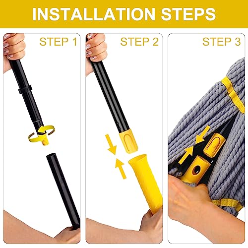 Self-Wringing Twist Mop, Microfiber Floor mop 57" Long Handle, Gray - color: Gray (1 Handle & 1 Mop Head)