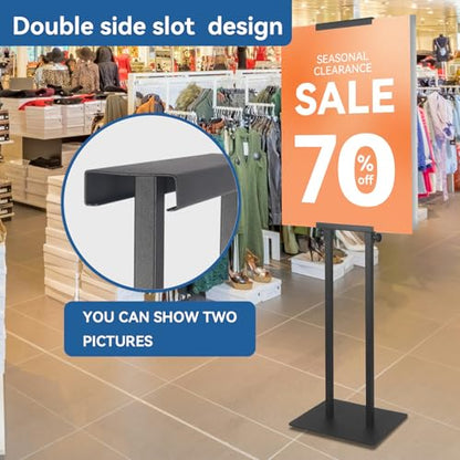 QKA Heavy Duty Poster Stand for Display, Double Sided Pedestal Sign Holder , Adjustable Floor Standing Height to 75 inches, Easy to Install, Suitable for Exhibitions,restaurants,theaters