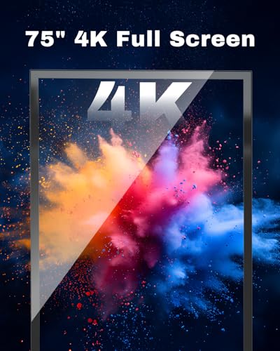 75-inch Full Screen Digital Signage Display, 4K UHD 2160P Screen Indoor Floor Standing Kiosk Stand, Android 11 OS Auto Media Player Advertising Poster with Remote Control, HDMI/WiFi/USB