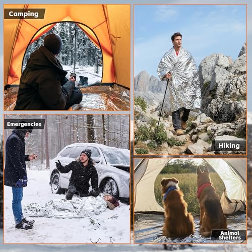 24 Pack Emergency Blankets - Mylar Thermal Space Blankets for Survival and Protection - Ideal for Camping, Outdoors, Hiking, Rescue, Marathons - size: 24 PACK