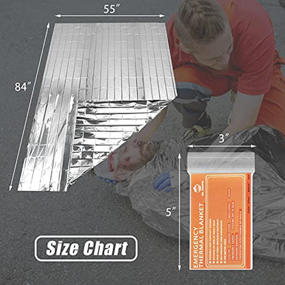 QIO CHUANG Emergency Mylar Thermal Blankets 6 Packs Survival Kit 84''x55''