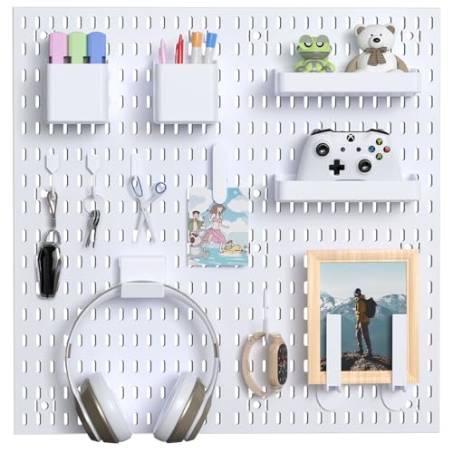 Pegboard Wall Organizer – Versatile Storage Solution for Gaming, Office, and Creative Space (white2) - color: white2