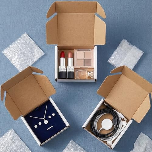 Cedilis 75 Pack Corrugated Mailer, 4x4x2 Inches Shipping Boxes, Small Cardboard Box for Shipping Mailing and Storing, Recyclable, Crush Proof, Oyster White - size: 4x4x2 Inches