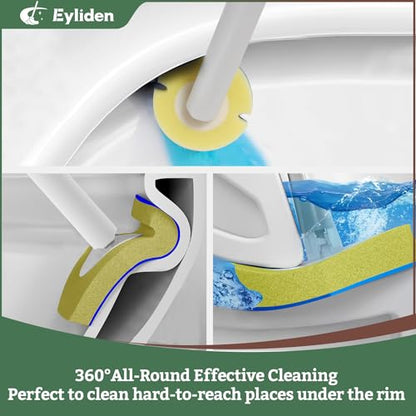 Eyliden Disposable Toilet Brush Set, Wand with 40 Refills & Holder