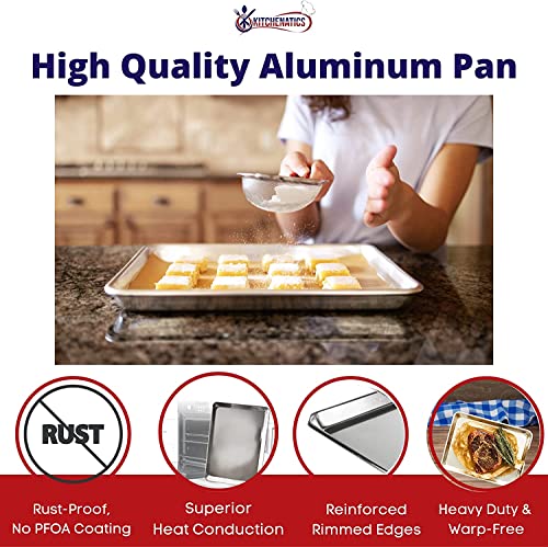 KITCHENATICS Quarter Sheet Baking Pan Aluminum Nonstick Oven Safe Set 2 - size: 9.6" x 13"