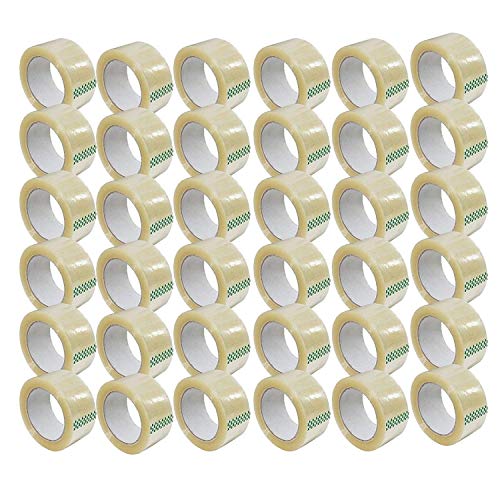 36 Clear Packing Tape 2" x 110 Yards Strong Heavy Duty Sealing Adhesive Tapes for Moving Packaging Shipping Office and Storage (36 Rolls)