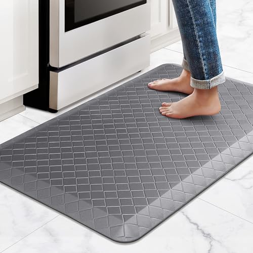 HappyTrends Kitchen Floor Mat - 4/5 Inch Thick Anti-Fatigue Kitchen Rug - color: Grey, size: 36"L x 22"W x 0.8"Th