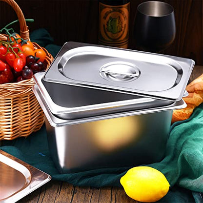 8 Pack Stainless Steam Hotel Pan 6 Deep Steam Table Pan with Lid 0.8 mm Thick Stainless Steel Restaurant Anti Clogging Steamer for Party, Restaurant, Hotel(1/4 Size) - size: 1/4 Size