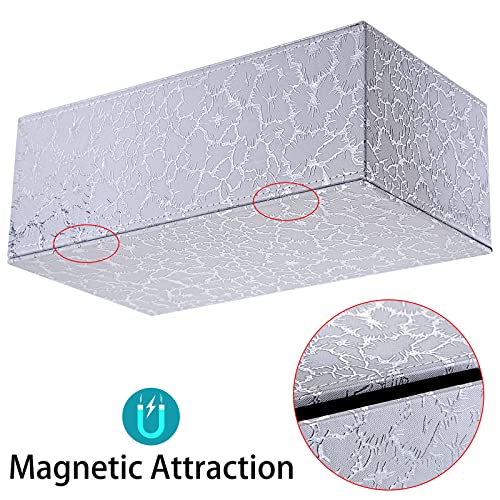 Sumnacon Rectangle Tissue Box Cover with Magnetic Bottom,Whaterproof,Silver - color: Silver, size: Medium