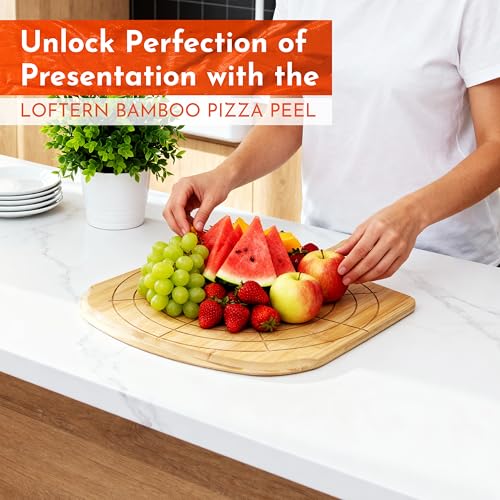 Wooden Pizza Peel 12 Inch Board with Engraved Sizes - Multi-Purpose Bamboo Pizza Cutting Board, Wood Pizza Peel, Pizza Spatula Paddle, and Serving Board with Size and Cutting Guide - color: Natural(12 inch)