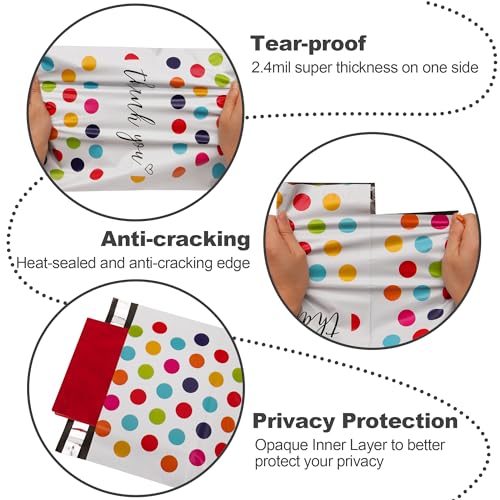 JinRuiKJ Thank You Poly Mailers 10x13 100 Pack, Polka Dots Design - color: Colorful Polka Dots, size: 10x13'' - 100 Pack