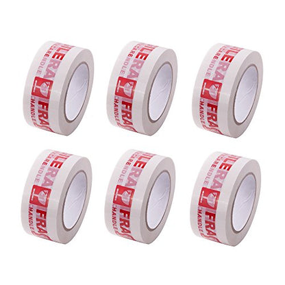 6Rolls Warning Fragile Tape Handle with Care 2Inx330Ft(110Yds) - color: 6Rolls