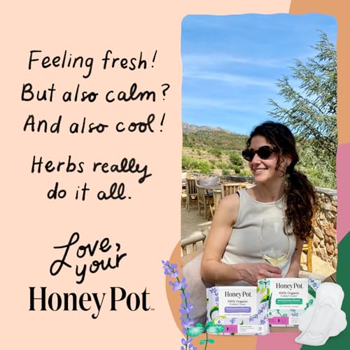 The Honey Pot Company - Cooling Herbal - Regular - Pads for Women - size: 20 Count (Pack of 1), style: Herbal Regular Flow