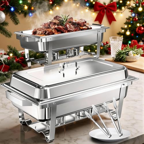 Also GO 2 Pack Stainless Steel Chafing Dish Buffet Set & 2 Serving Tongs - color: 2 Pack Full Size